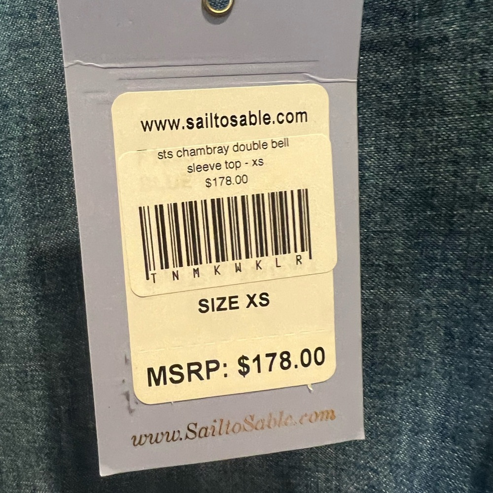 NWT Sail to Sable Chambray Double Bell Sleeve Top Size XS Brand new - Picture 6 of 11